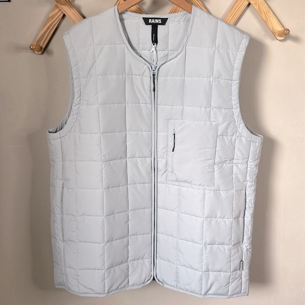 Rains Sky Quilted Liner Vest Size XL Unisex Puffer Jacket Water Repellent Gray